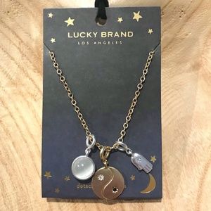 Lucky Brand Gold Toned Necklace with 3 Charms--NWT!